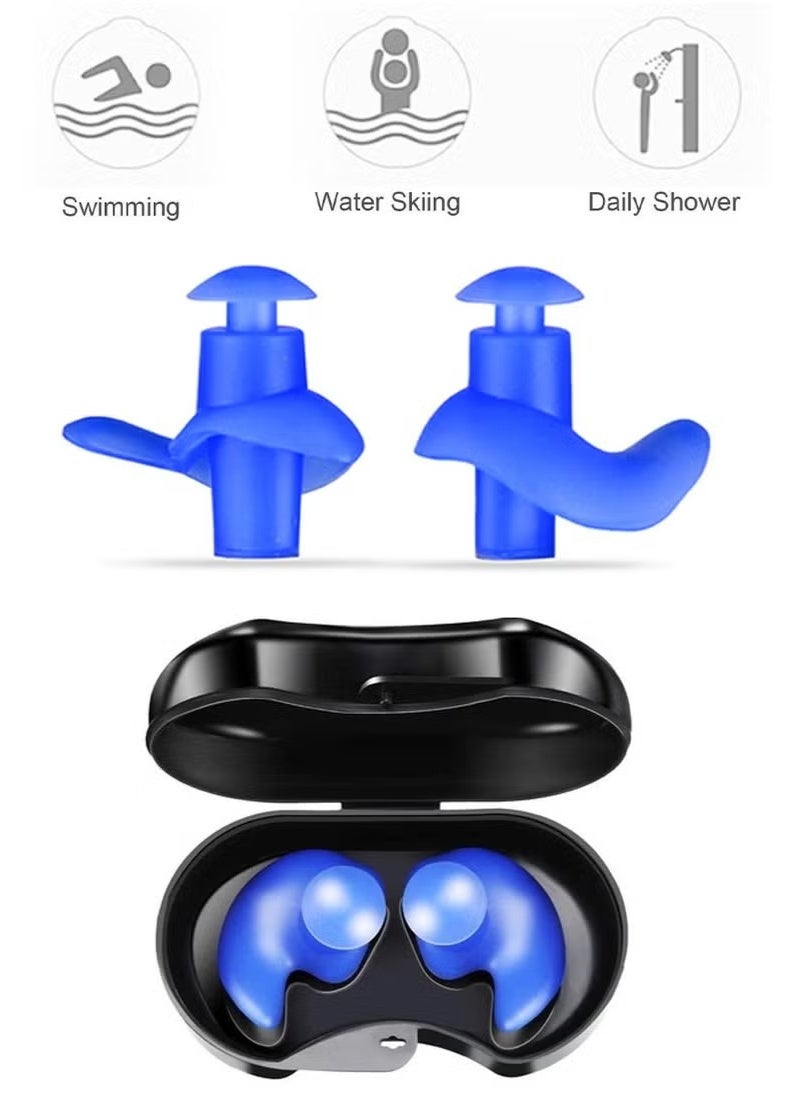 Premium Quality Silicone Swimming Ear Plugs for Swimming, Snorkeling, Scuba Diving, Showering, Surfing and Other Water Sports, Suitable for Kids and Adults, 2 Pc Swimming Earplugs With Storing Case