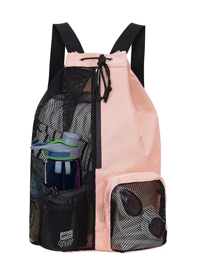 Skycare Swim Bag Mesh Drawstring Backpack with Wet Pocket Beach Backpack for Swimming, Gym, and Workout Gear