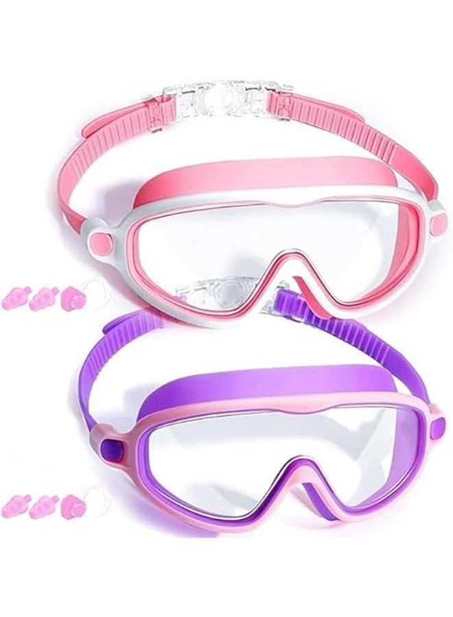 ZOXITY Kids Swim Goggles 2 Pack Anti-Fog Anti-UV Wide View Swimming Waterproof, no leakage,Goggles Pool Goggles for Kids 3-15