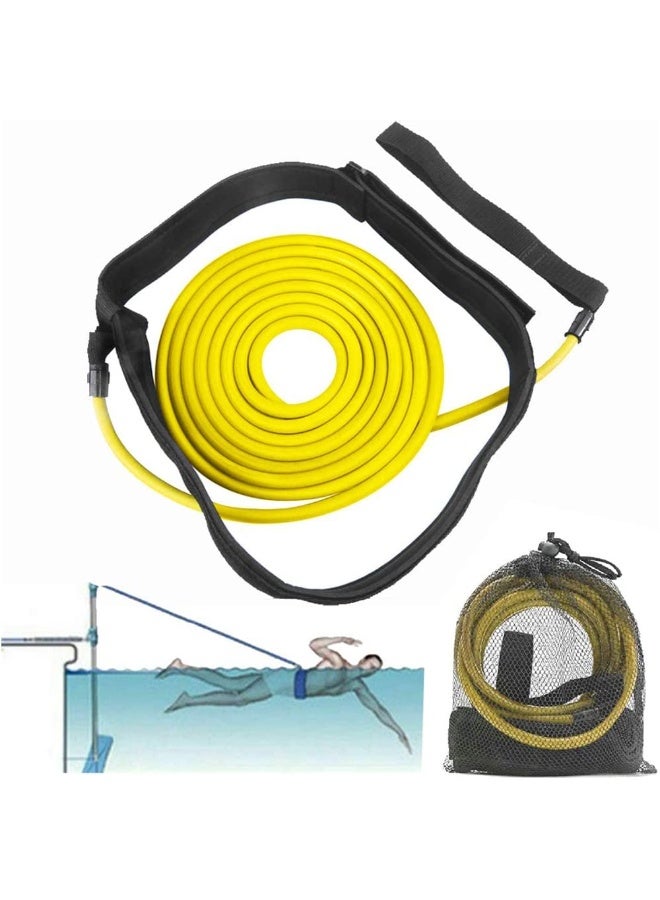 Arabest Swim Training Belt, 4M Bungee Cord Resistance Bands, Tether Stationary Swimming, Harness Static Belt, Great for Training and Exercise (Yellow)
