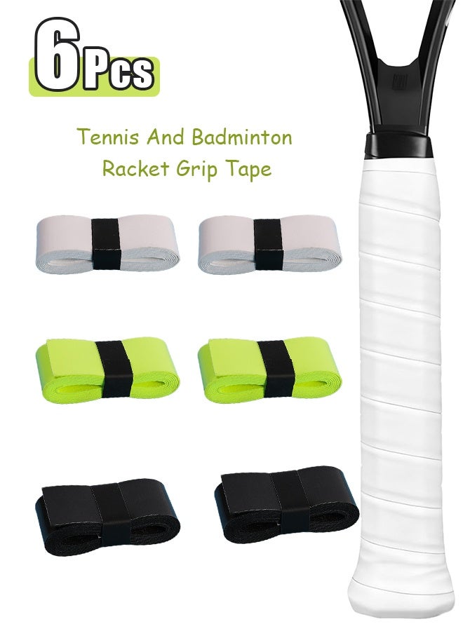 6 PCS Tennis & Badminton Racket Grip Tape, Absorbent Dry Feel Badminton Racket Grip Tape Overgrip Replacement for Squash Baseball Bat Softball Bat (3Colors)