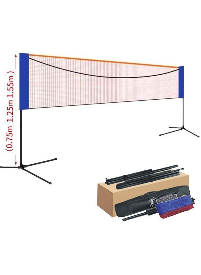 Portable Badminton Tennis Pickleball Net Set 4.2m, Height Adjustable 0.7/1.25/1.55 m, Foldable Outdoor Sports Net with Stand Frame and Carry Bag for Backyard, Beach, Lawn and Indoor Play