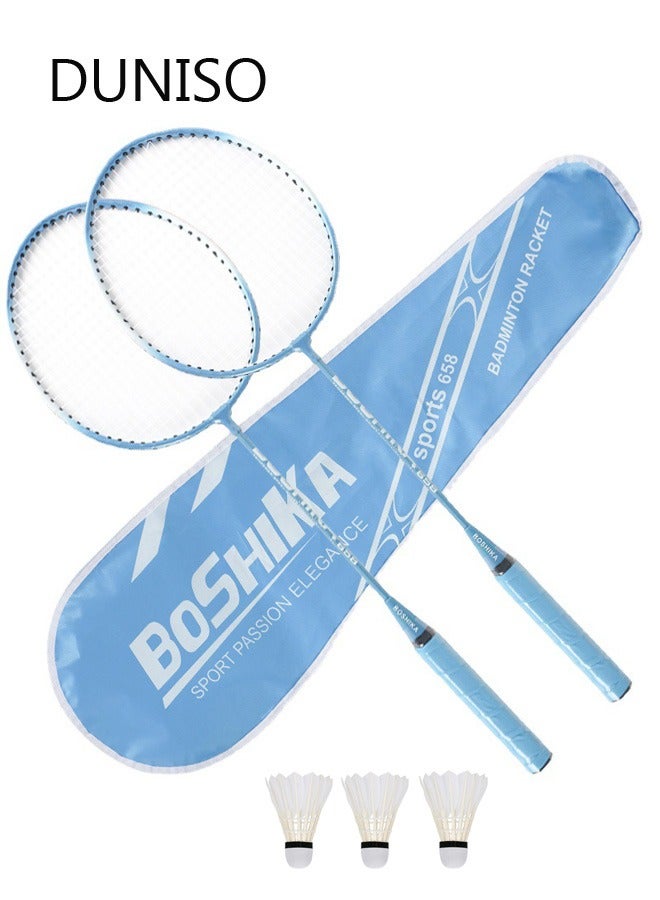 Badminton Set 2 Player Badminton Rackets Lightweight Badminton Racquet with 3 Shuttlecocks and 1 Carrying Bag, Badminton Backyard Games for Outdoor, Garden, Beach, Family Fun Game