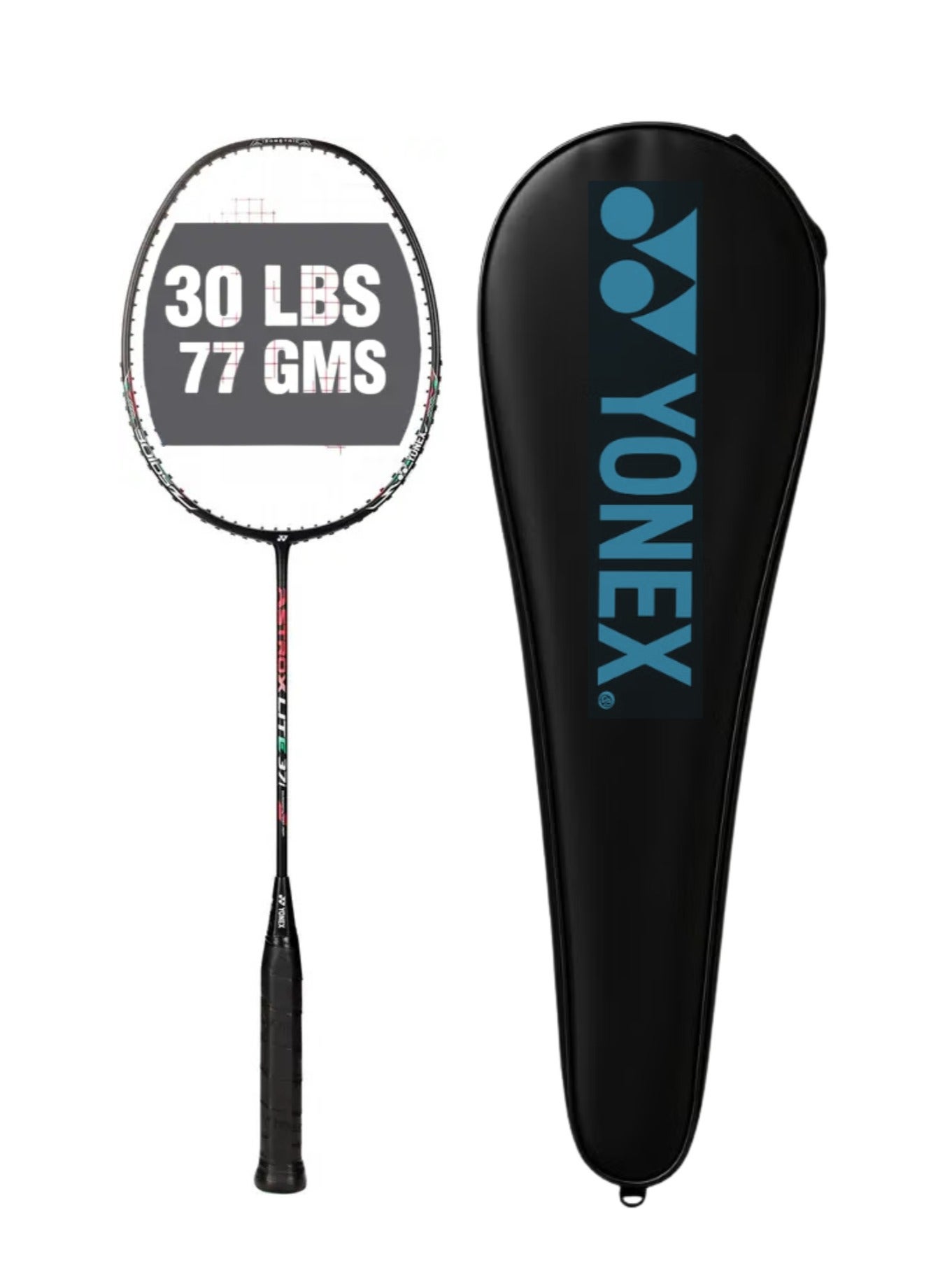 Astrox Lite 37i Graphite Badminton Racquet | 30 lbs Tension | Lightweight | Isometric Head Shape | Solid Frame & Slim Shaft | Black, Standard, G4 5U Grip
