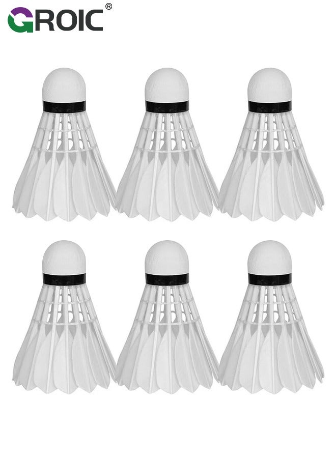 Goose Feather Badminton Shuttlecocks with Great Stability and Durability, High Speed Badminton ball, Pack of 6