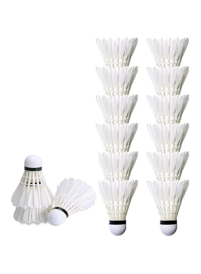 Badminton Birdies Shuttlecocks High-Speed Goose Feather Pack of 12 Durable and Stable for Indoor and Outdoor