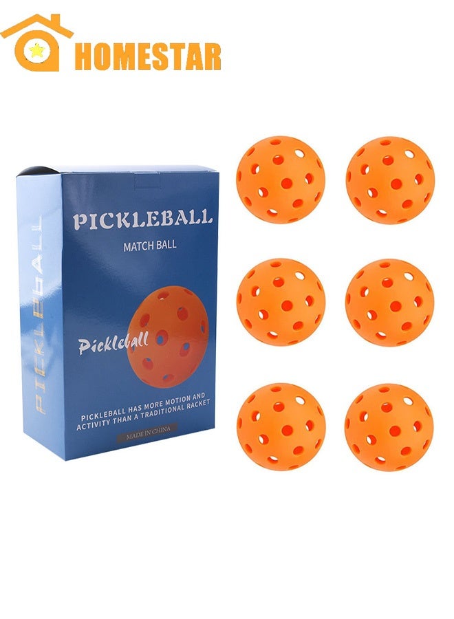 6 Pcs Sports Outdoor Pickleballs, Outdoor Pickle Ball, 40 Holes Durable Pickleballs with High Bounce, Superior Visibility and Smooth Flight, Suitable for All Skill Level