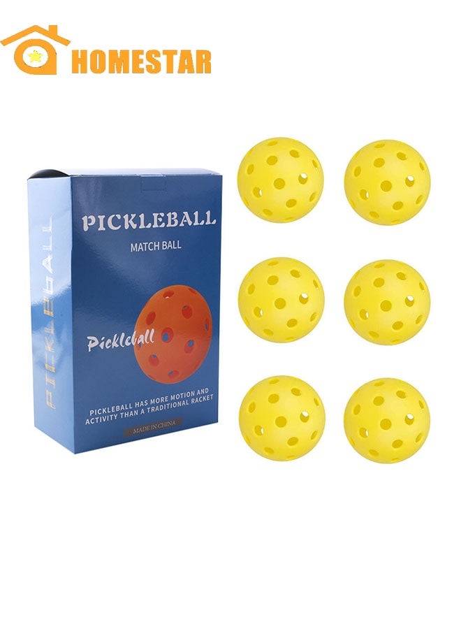 6 Pcs Sports Outdoor Pickleballs, Outdoor Pickle Ball, 40 Holes Durable Pickleballs with High Bounce, Superior Visibility and Smooth Flight, Suitable for All Skill Level