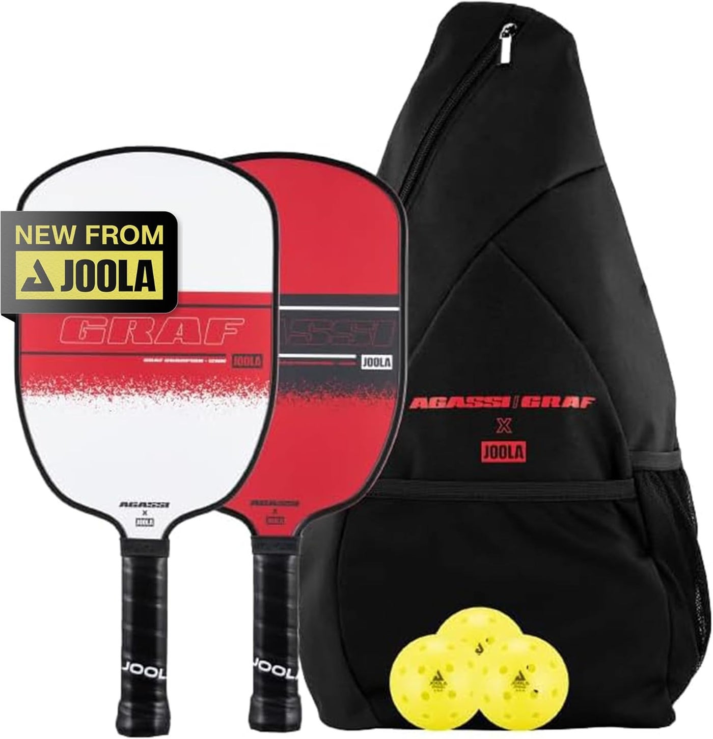 JOOLA Agassi/GRAF Champion Pickleball Set with Paddles, Balls & Sling Bag