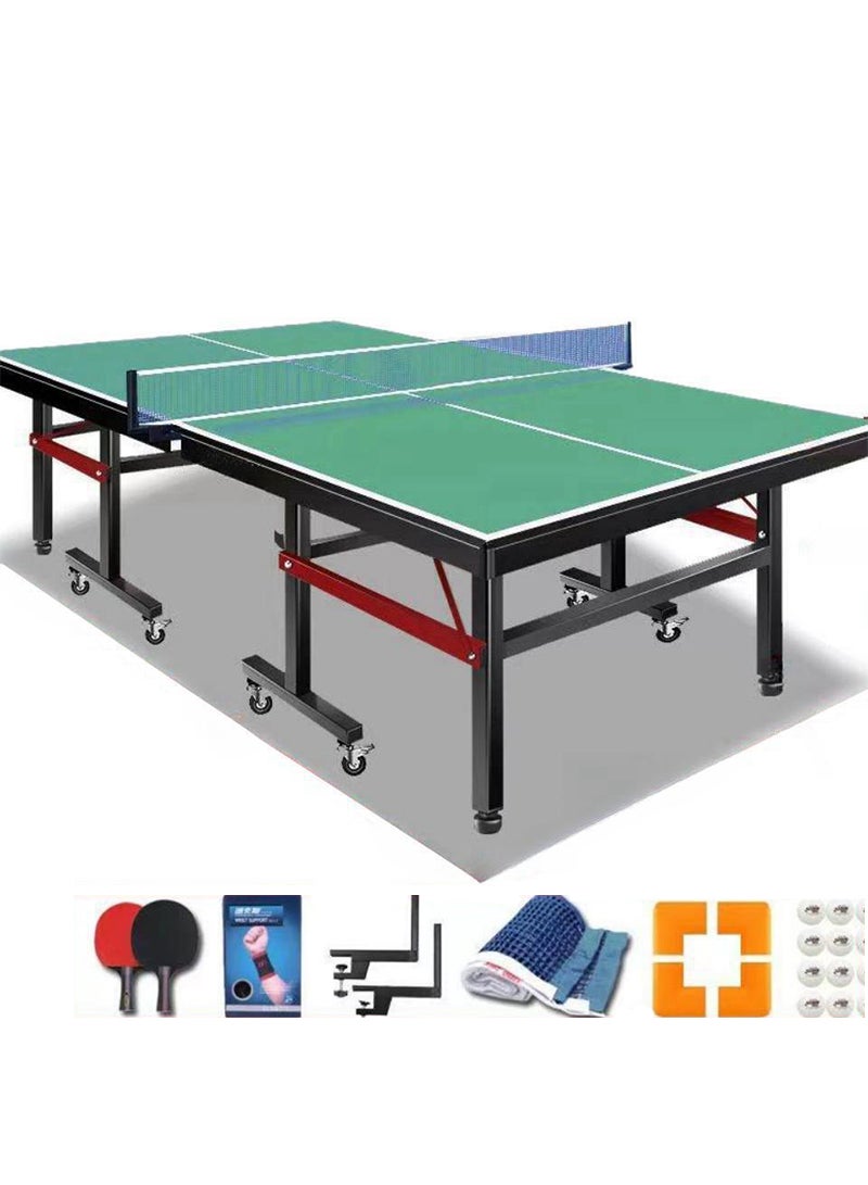 Household Table Tennis Table Set, Foldable Mobile Table Tennis Table with Wheels 274*152*76CM