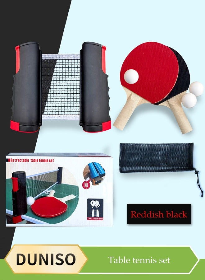 Table Tennis Sets Ping Pong Paddle Beginner Training with 2 Soft Ping Pong Racquet 3 Balls, Retractable Net Storage Bag Portable Premium Table Tennis Trainer for Sports Outdoor Games Home Indoor Play