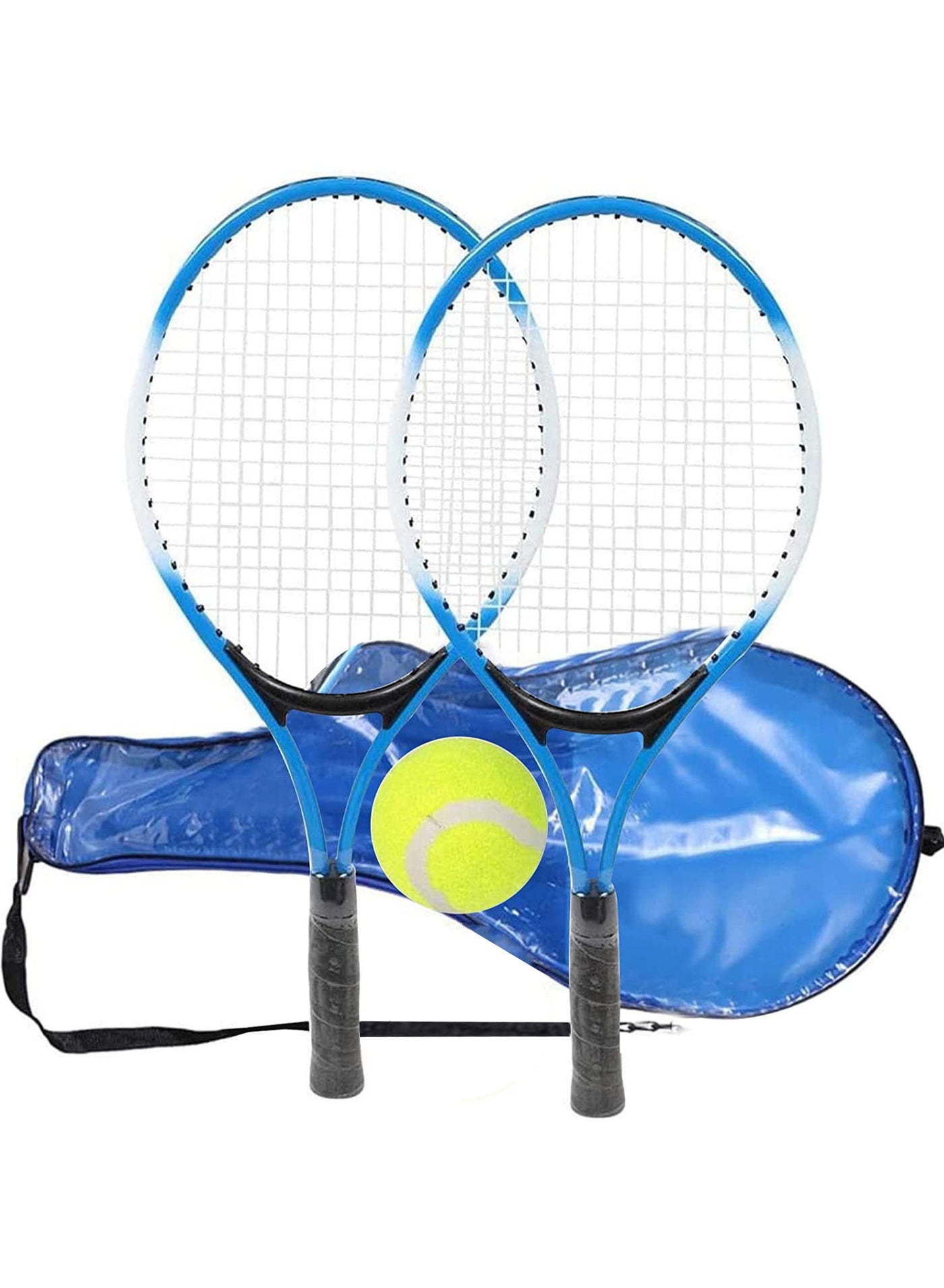 مجموعة من 2 من مضارب تنس للأطفال Pre-Strung مقاس 8.6 بوصة طقم مضرب خفيف للأطفال للأولاد والبنات المبتدئين مع 1 كرة تنس وحقيبة حمل