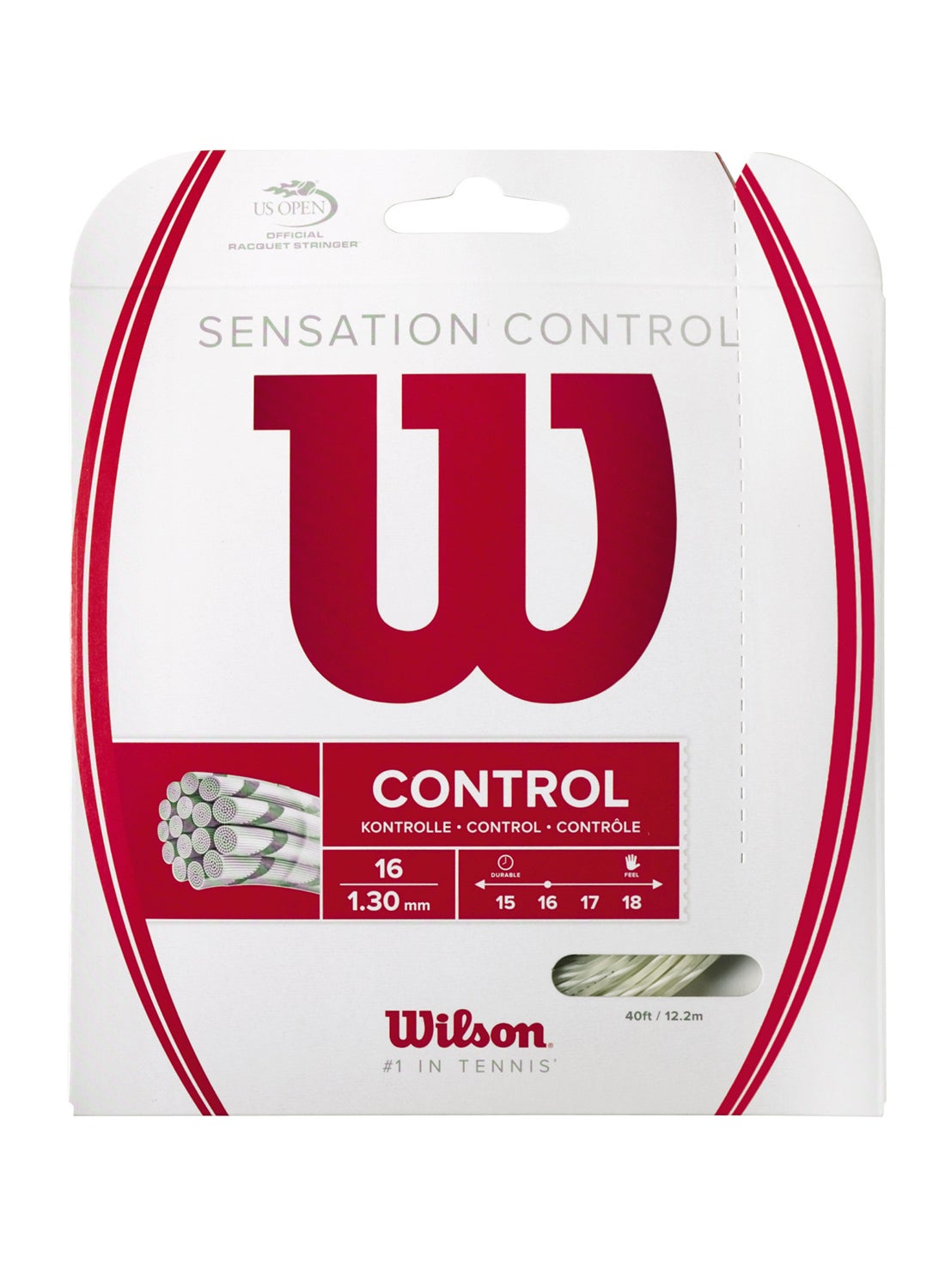 Sensation Control Tennis String Gauge 16 (1.3mm) - Set 40 ft / 12.2 m, Clear
