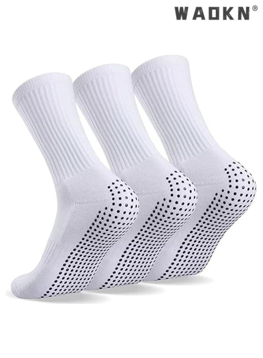 3 Pairs Professional Anti-Slip Sports Socks for Men & Women, Football & Basketball Socks with Rubber Anti-Slip Pads, Breathable & Anti-Blister, Suitable for Running, Hiking, Boxing & Rugby