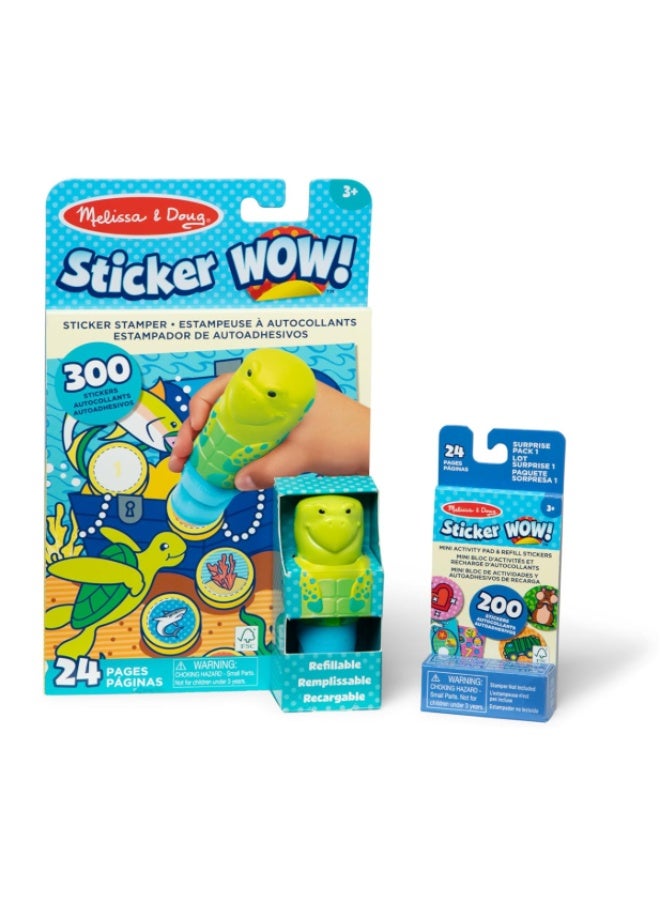 Melissa & Doug Sticker WOW! Sea Turtle Pack with 24-Page Activity Pad, Sticker Stamper & 500 Stickers