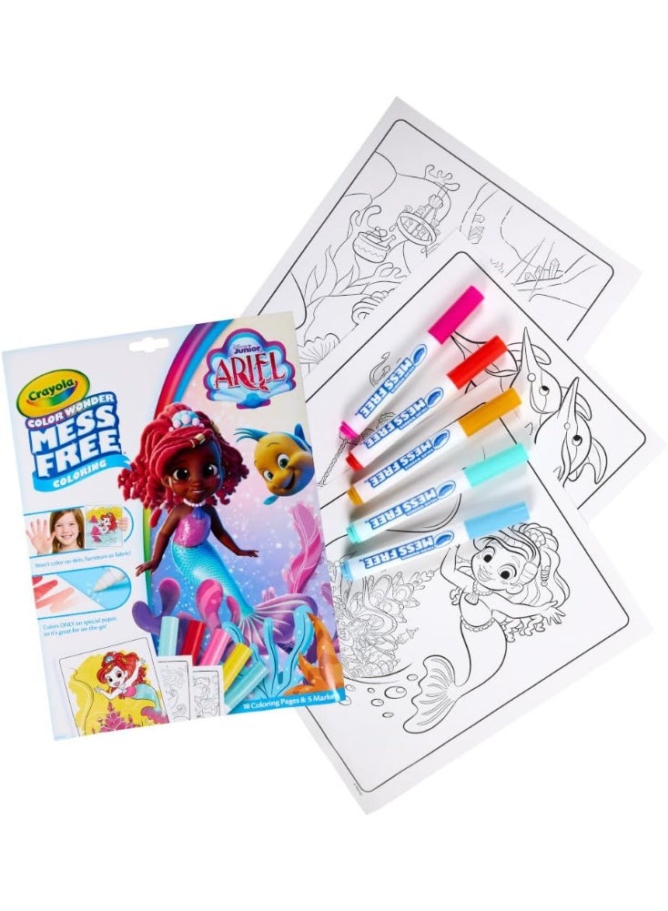 Crayola Color Wonder Disney Junior Ariel Mess Free Coloring Pages, Gift for Toddlers, Travel Activity, Disney Coloring, Ages 3+