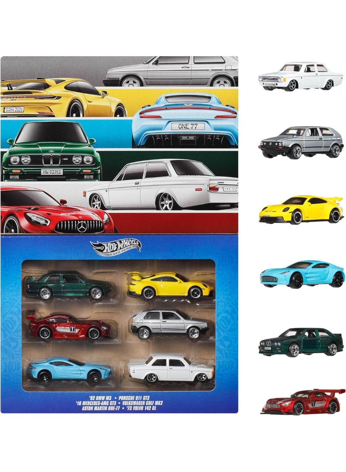 Hot Wheels Euro Style Set of 6 Die-Cast Cars | 1:64 Scale Collectible Vehicle Pack | JLB25