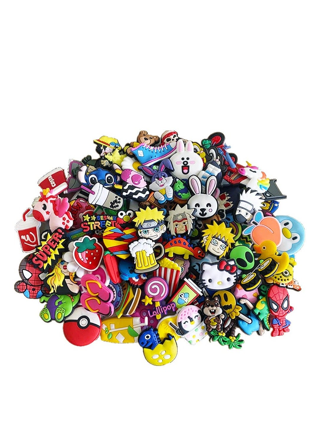 Shoe Decoration Charms, 100 Pcs Assorted Different Shoe Charm for Crocs Charm for Hole Hole Shoe Buckle Party Favors ​Mini Charm Bracelet Wristband Decoration for Men Women Kid
