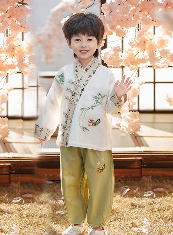 Boys' Hanfu Chinese Style Set Shirt Pants Two-piece Suits Spring And Autumn  New Children's Tang Dynasty Fashion Clothes unisex