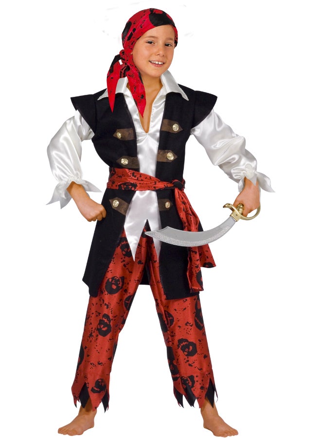 Caribbean Pirate Costume for Kids 10-12 Years | Corsaro dei Caraibi Fancy Dress Pirate Outfit with Hat & Accessories | Halloween, Carnival & Role Play for Boys & Girls