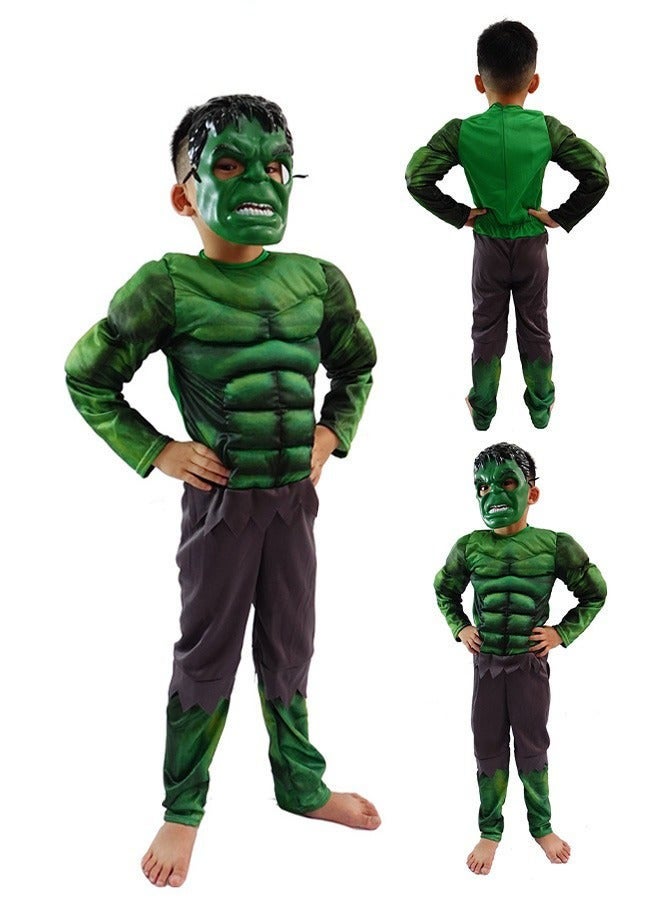 Hulk Muscle Cosplay Costume Set for Boys with Mask Kids Carnival Party Role-playing Kit Themed Parties Pretend Toy Hulk Outfit, Size: XS