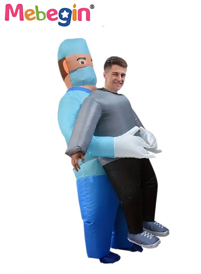 Doctor Shape Inflatable Suit, Funny Inflatable Costume with Blower and Battery Case, Ceative Blow up Pretend Toy Costume for Dess up Parties, Show Dance Performance Props, Festivals and Cosplay Games, Suitable 160-190cm Height, 4 AA Batteries Required(Not