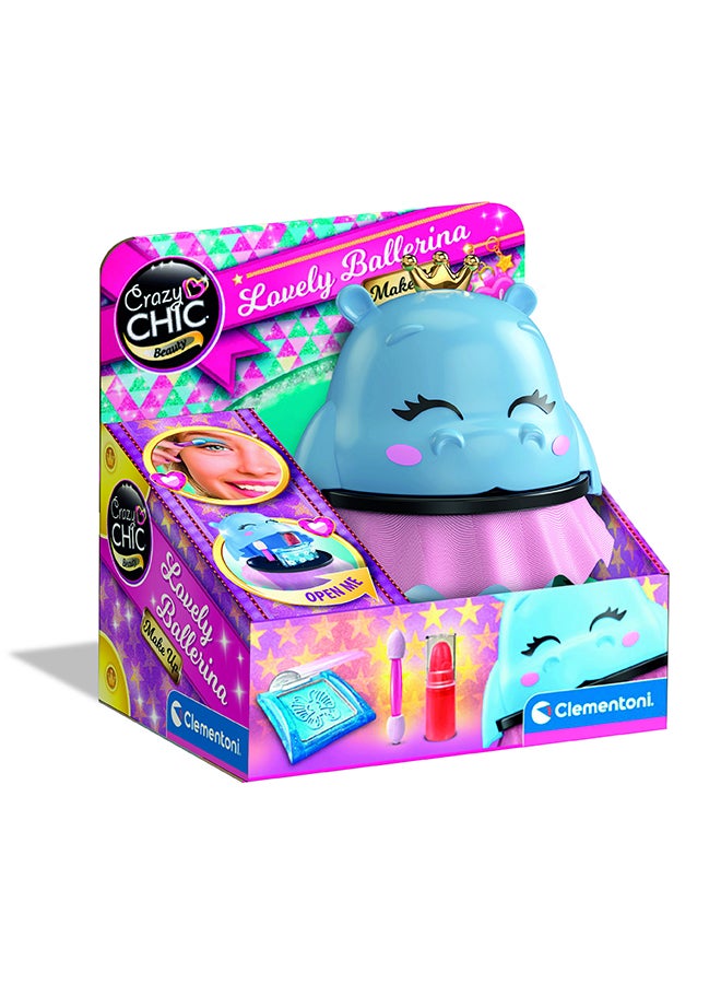 Clementoni Crazy Chic Lovely Ballerina Cosmetic Bag | Make Up Toy Kit | Do it Youself | Pretend Play | Arts & Crafts | Easy to Use | Develops Fine Motor Skills & Creativity | Colorful | Fashionable | Perfect Gift for Fashion Lovers!