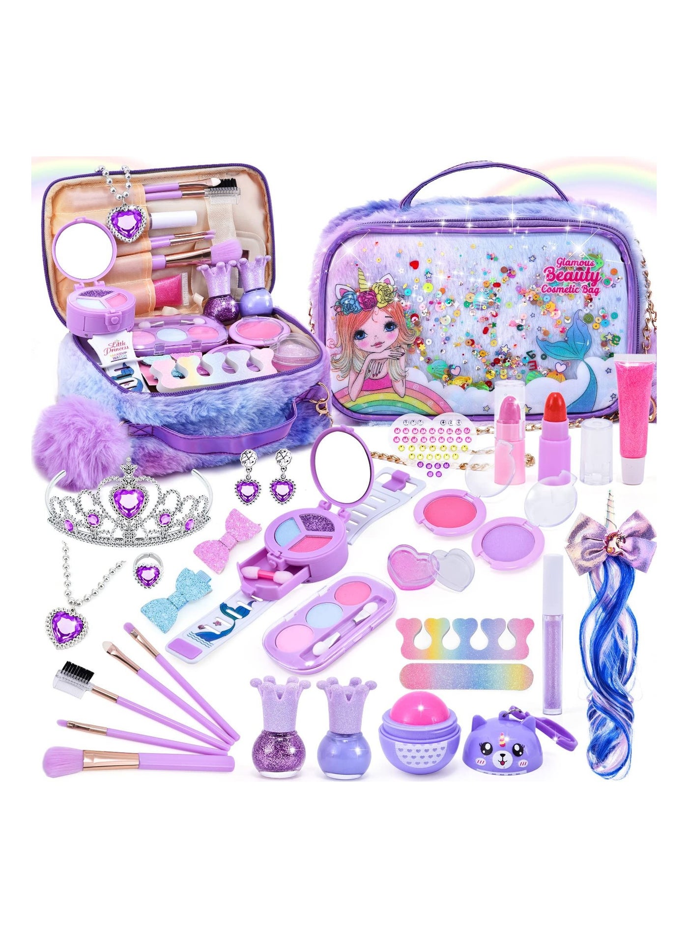 Kids Makeup Kit for Girls, Unicorn Makeup Set, Real Washable Make up Kit for Little Girl Princess Toddler Makeup for Kid Birthday Gifts Unicorn Toys for Girls 3 4 5 6 7 8 9 10 Year Old