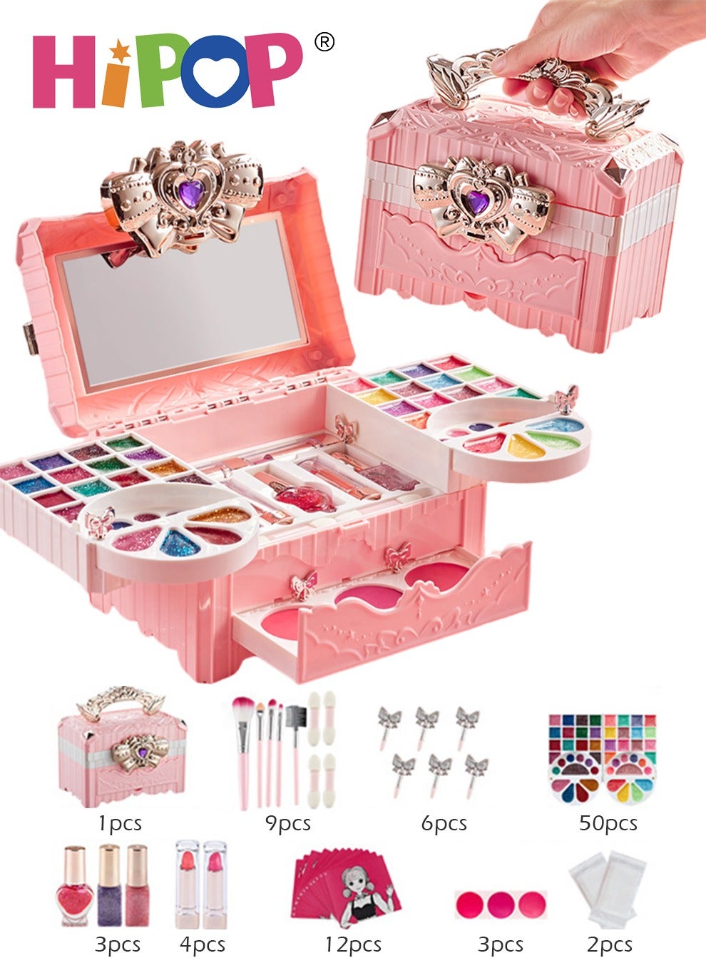 Makeup Set for Kids,90pcs Portable Cosmetic Toys Washable and Nontoxic,Girls Pretend Play Toy