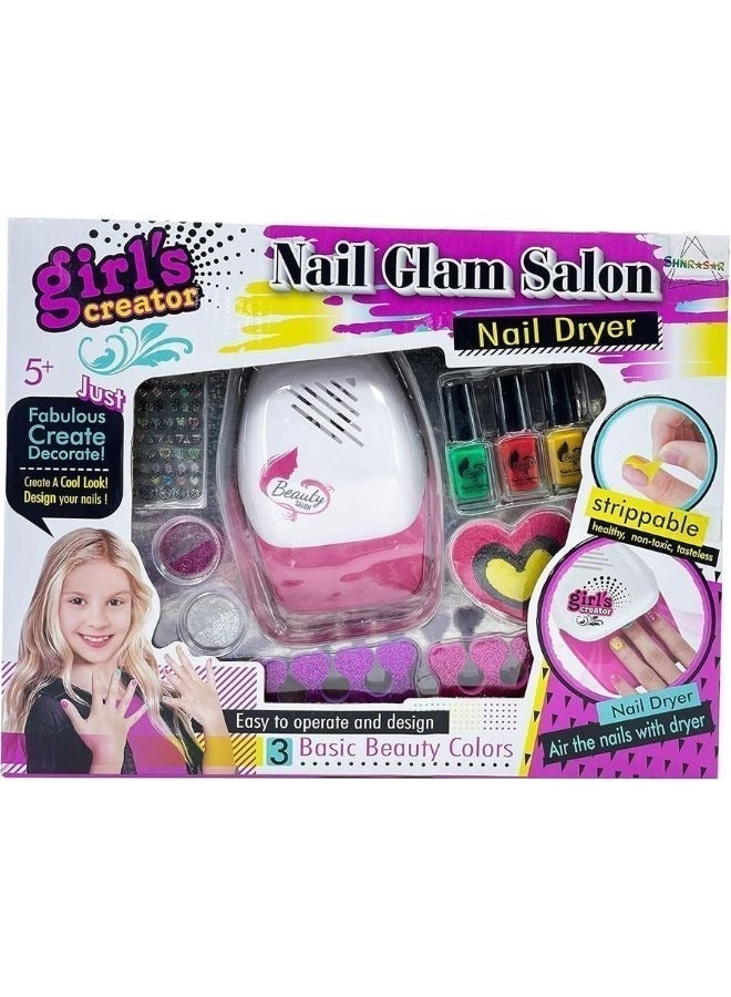 Emoji Nail Glam Salon Art Kit for Girls | DIY Manicure & Pedicure Set with Non-Toxic Polish, Stickers & Tools | Creative Beauty & Fashion Gift for Kids Ages 5-10