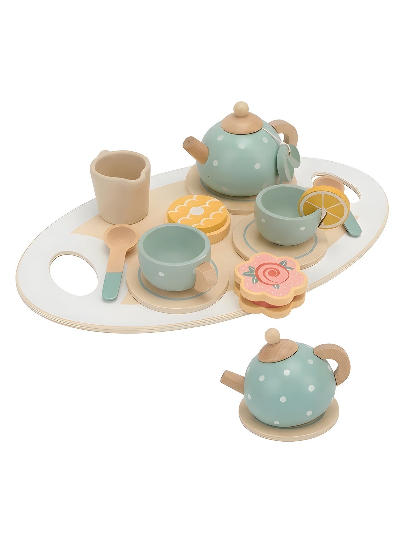 Wooden Tea Party Set for Little Girls Boys,Wooden Tea Toys with Tea Pot Cups,Toddler Tea Set Play Kitchen Accessories for Kids Tea Party Toys,Princess Kitchen Tea Party Pretend Play Toy