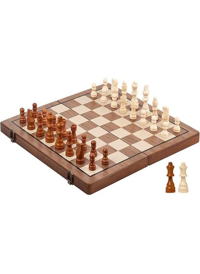 Magnetic Chess Board Games, 39x39cm Foldable Wooden Chess Board，Storage Slots, for Kids and Adults 3-10 Years