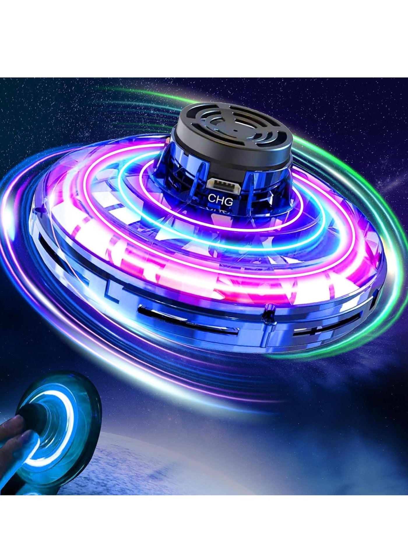 ARGT Hand-Controlled Flying Spinner Toy | Mini Boomerang Drone with RGB Lights | 360° Rotating UFO Magic Ball for Indoor & Outdoor Play