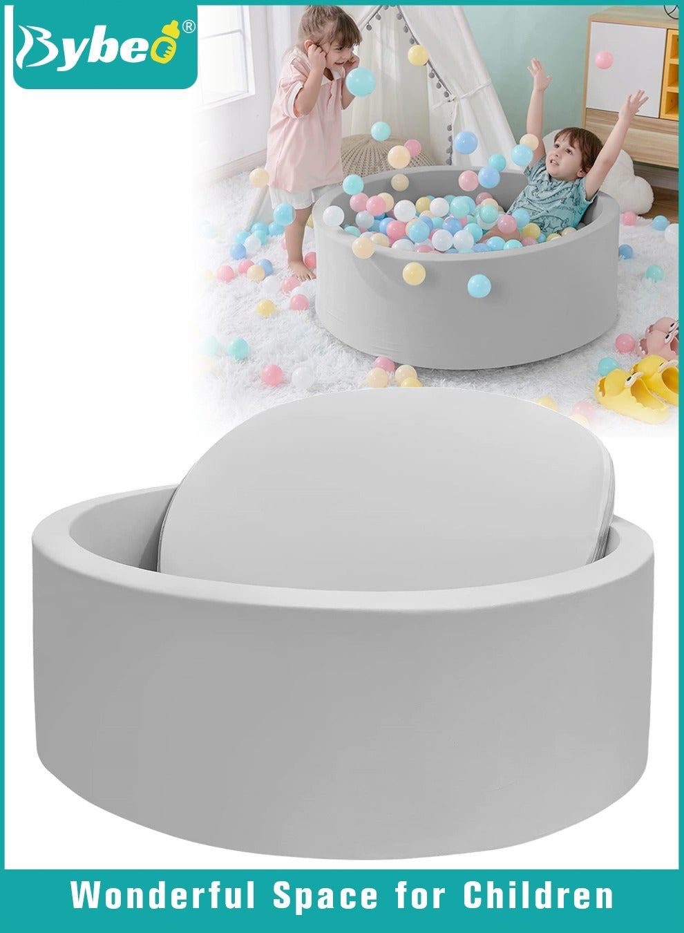 Children Ocean Ball Pit Pool Playground Pad Playpen, 90 X 90 CM, For Indoor And Outdoor Game, Grey