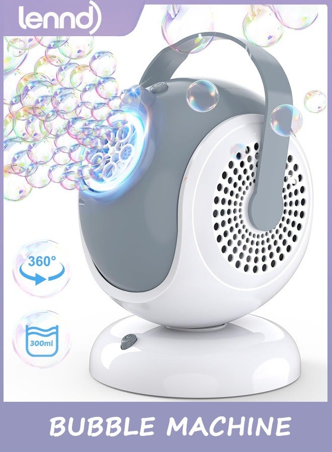 Bubble Machine - Automatic Bubbles Blower for Kids, Toddlers - 360° Oscillation & 75° Adjustment, Bubble Toys with LED Light - Gifts for Boys, Girls, Easter, Outdoor, Birthday, Party Use