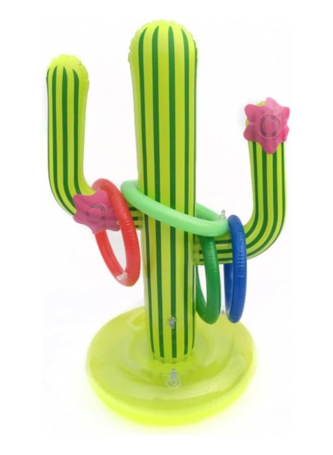 Fun Inflatable Cactus Ring Toss Game Set, Floating Swimming Pool Ring for Multiplayer Pool Games
