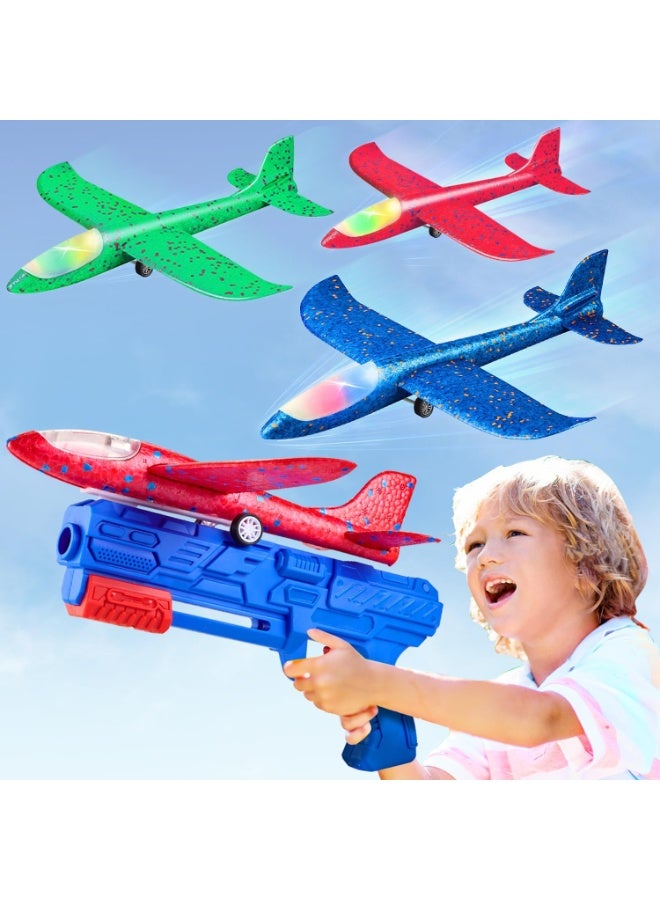 Airplane Toys For Boys Girls -Sport & Outdoor Toys For Boys 4 5 6 7 8 9 10 11 years Old/Aeroplane Toys For Boys, 2 Flight Modes LED Foam Glider Plane Toy, Flying Toy/Gift Toys For Boys (Assorted Color)