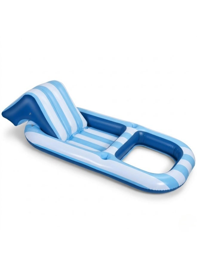 Adventure Lab Adult Inflatable Pool Float with Adjustable Headrest & Cup Holder – Luxury Pool Lounger Raft for Sunbathing, Heavy Duty Swimming Pool Float Chair for Beach, Lake & Summer Pool Relaxation