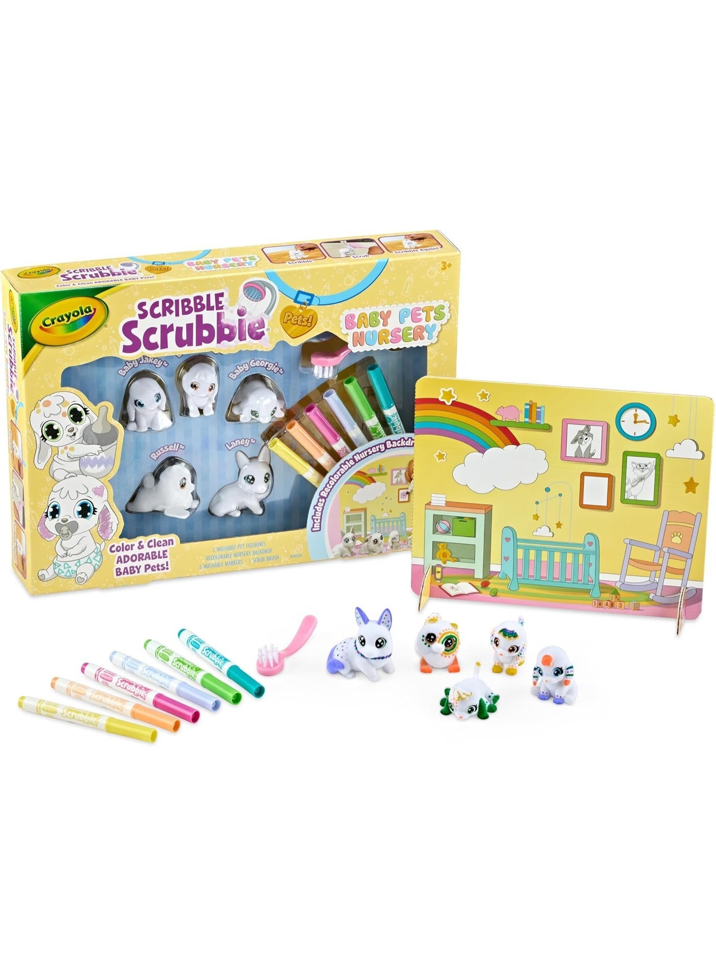 Crayola Scribble Scrubbie Baby Pets Nursery, Baby Animal Toys for Toddlers & Kids, Gift for Girls & Boys, Ages 3+