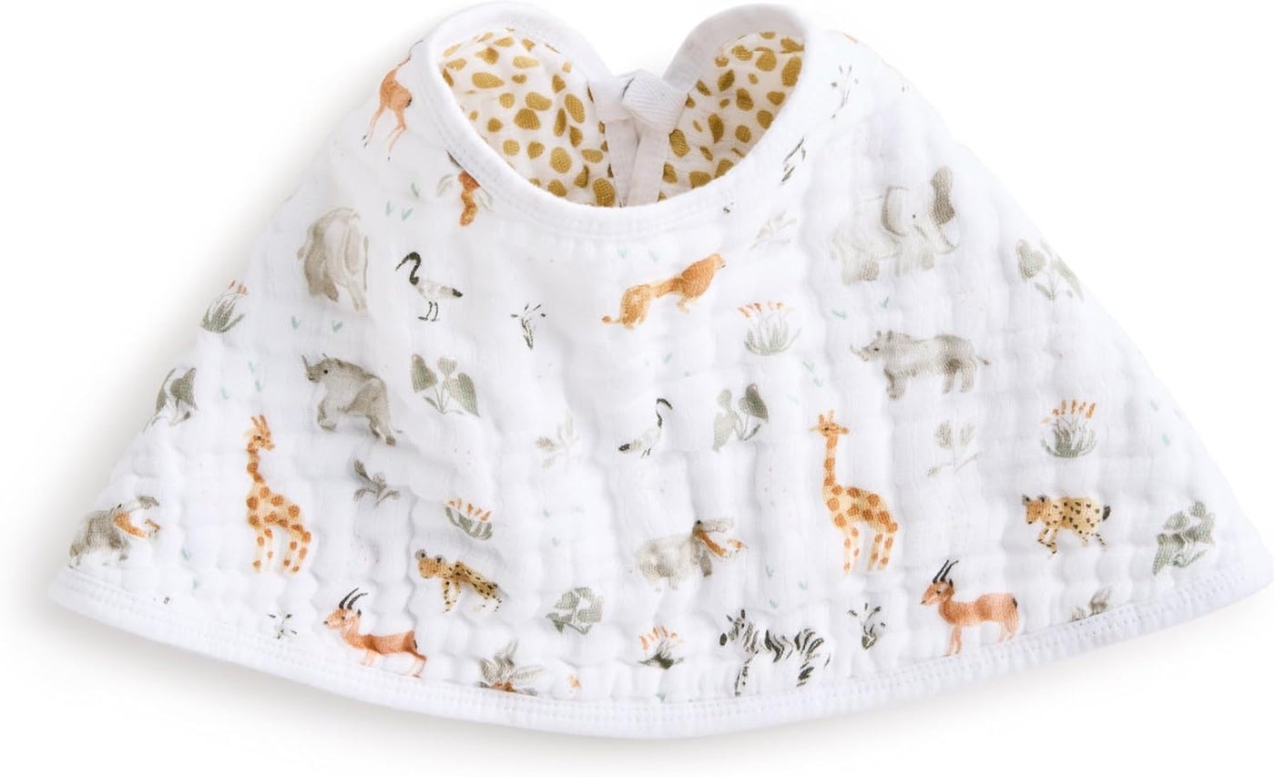 Aden + Anais Essentials Cotton Muslin Baby Burpy Bib - Giraffe Safari, One Size