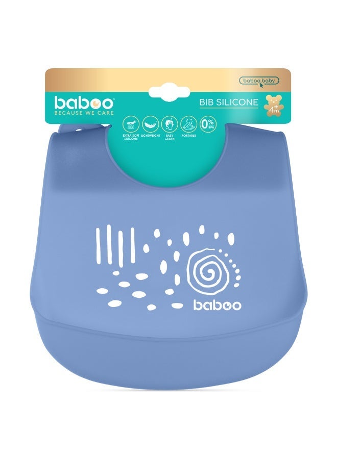 Baboo Baby Silicone Waterproof Bibs for babies and toddler with 6 Adjustable Neckline Buttons | Baby Feeding Bib for infants with Reusable, Easy Cleaning Bibs for Boys and Girls 4 Month Up  (Blue Haze)