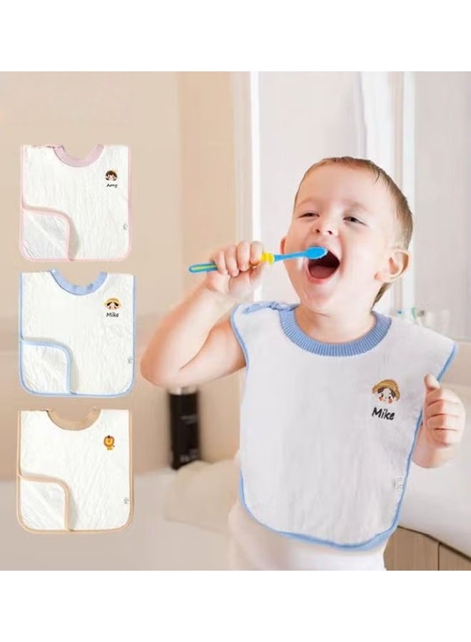3 جهاز كمبيوتر شخصي Baby Bibs ، قماش Burp للأطفال مقاوم للماء غسل المناشف ، منشفة الوجه المرجان ، المخملي للأطفال وجبات تغذية القماش للفتيان والبنات