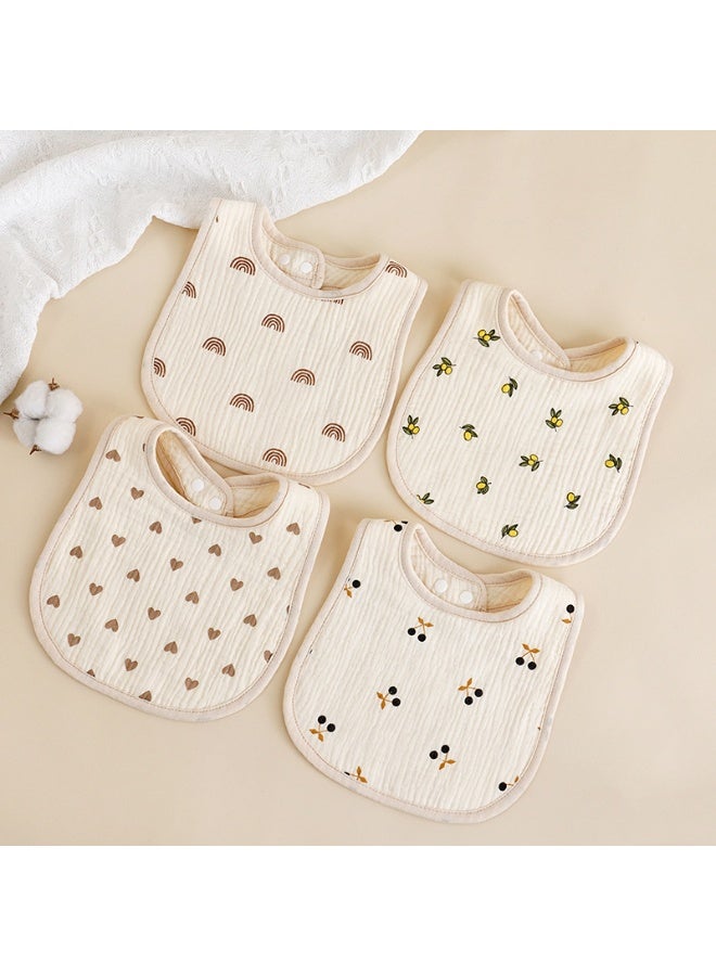 4-Pack Muslin Baby Bibs Cotton Ultra Absorbent Bandana Drool Bibs for Teething and Drooling for Baby Boys and Girls Soft Adjustable and Skin-Friendly