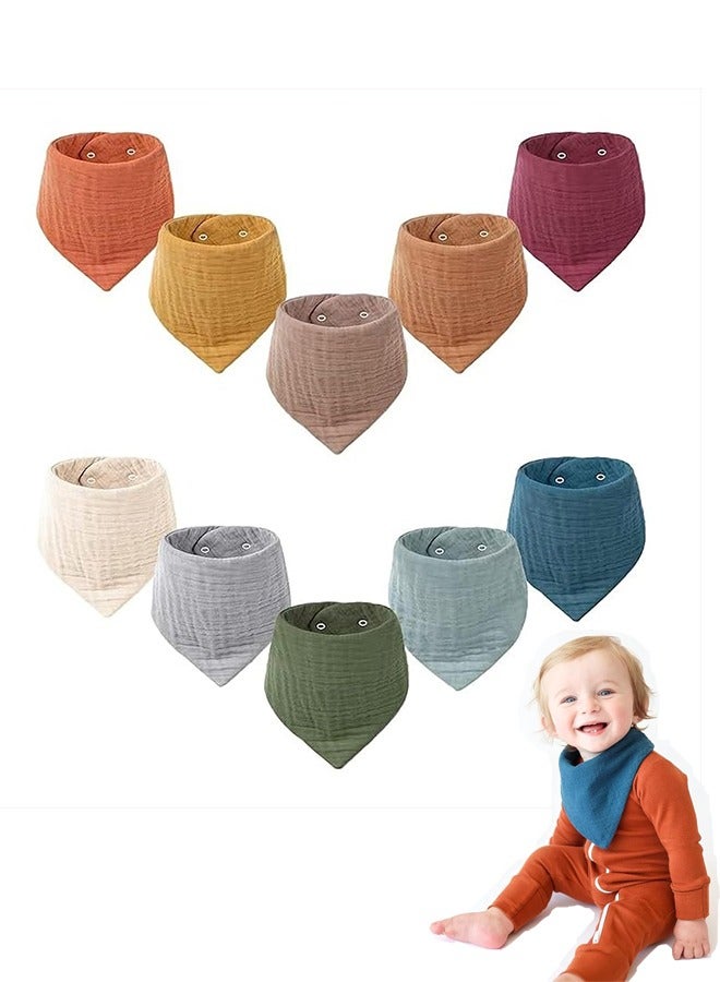 10 Pack Baby Bibs, Muslin Baby Bibs Adjustable 100% Cotton Baby Bandana Drool Bibs, new born baby items, Cotton With Super Absorbent Soft Drooling Bibs for Unisex Baby, Breathable for Teething Drooling