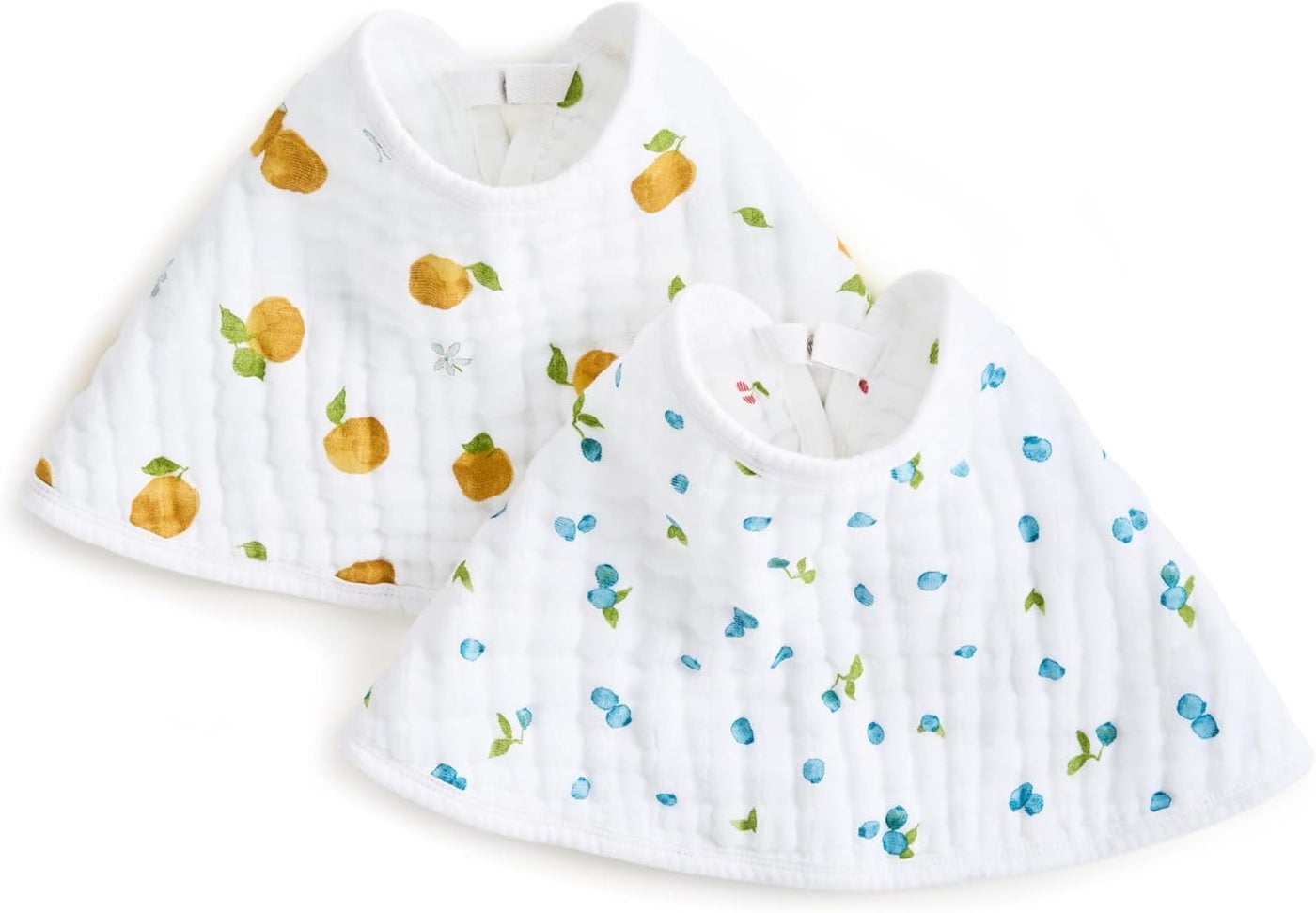 aden + anais 100% Cotton Muslin Burpy Bib - Multi-Use Absorbent 4-Layer Burp Cloth and Full-Coverage Baby Bib, 2-Pack, Fresh Fruit