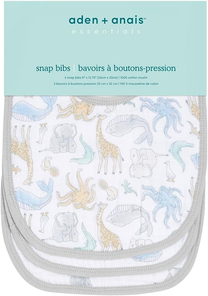 Aden + Anais Essentials Cotton Natural Snap Bib - Pack of 3