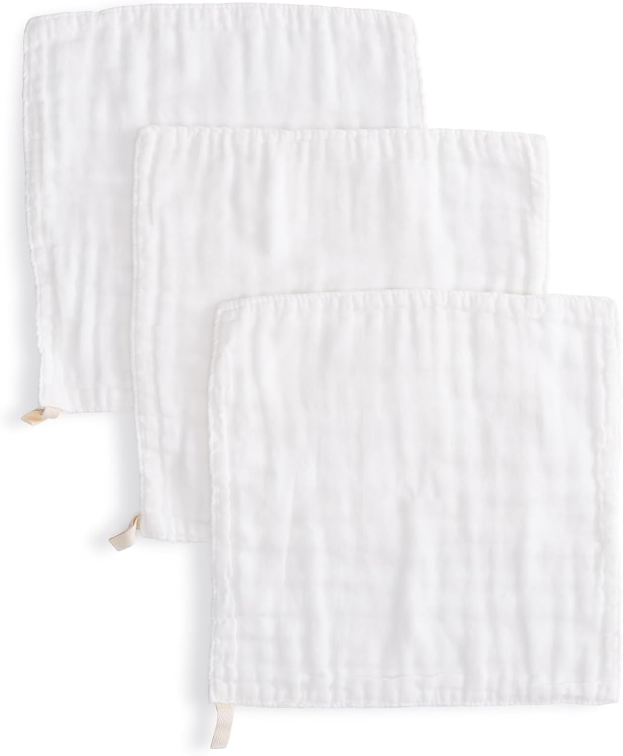 Anvi Baby Muslin Face & Burp Cloth Set - 100% Organic Cotton, White, Set of 3