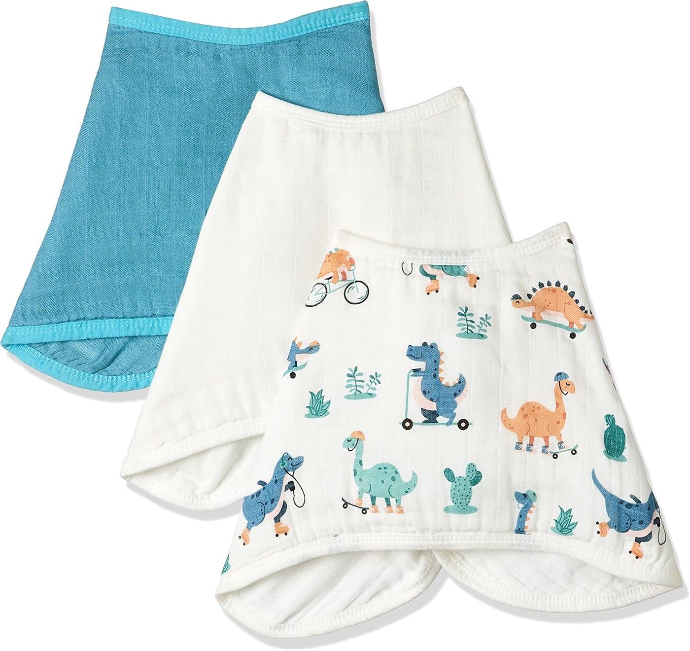 Anvi Baby Set of 3 Organic Bamboo Burp & Bib Cloths - Dino Circus