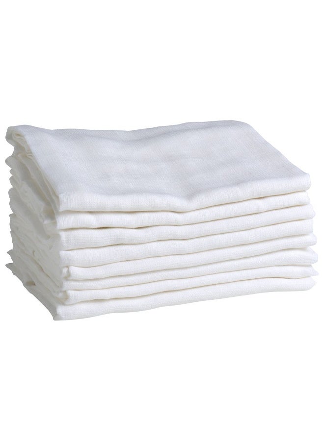 Organic Muslin Cloth  8pcs  White