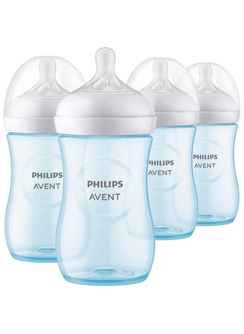 Philips AVENT Natural Baby Bottle with Natural Response, 1M+, Blue, 9oz, 4pk